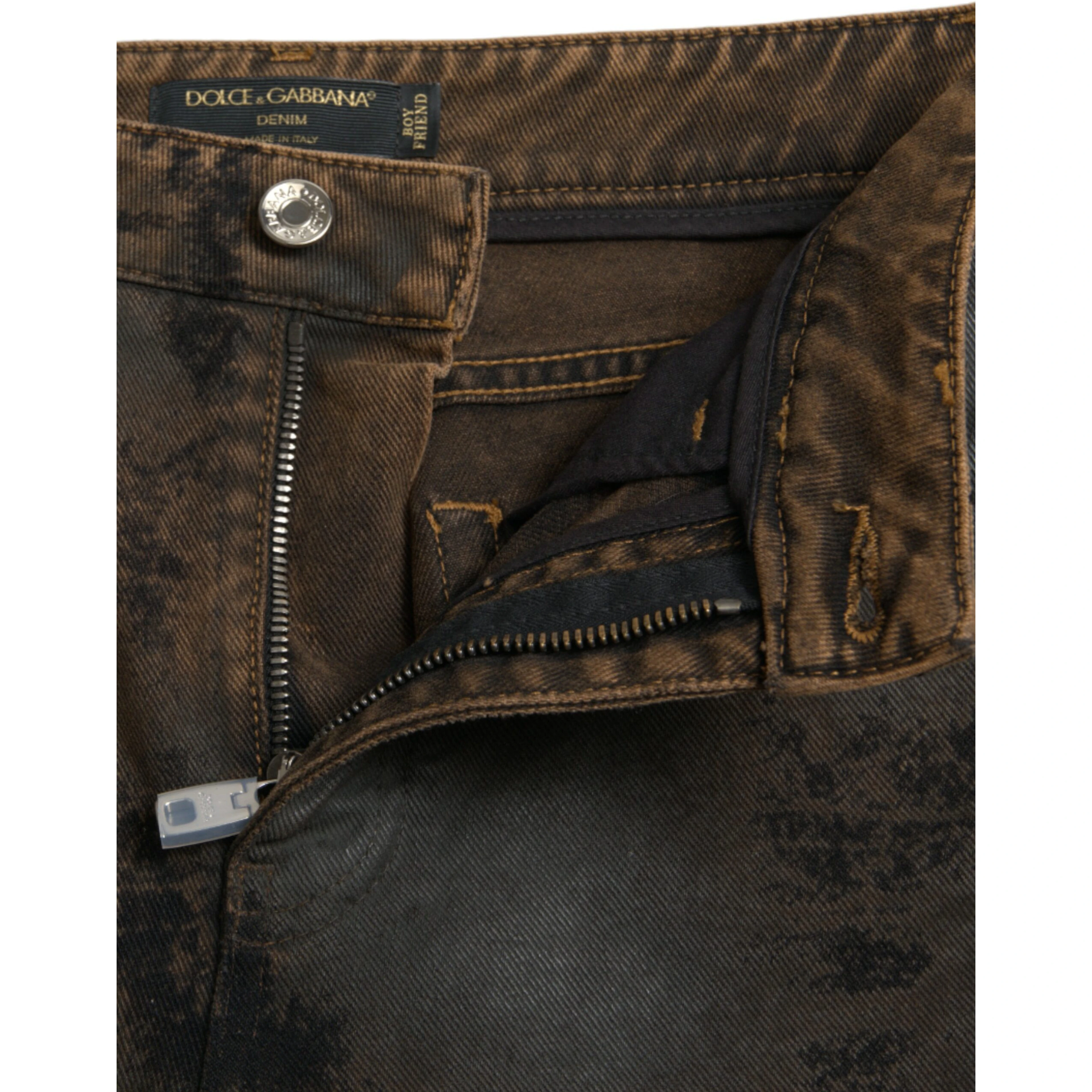 Brown BOYFRIEND Mid Waist Cotton Denim Jeans