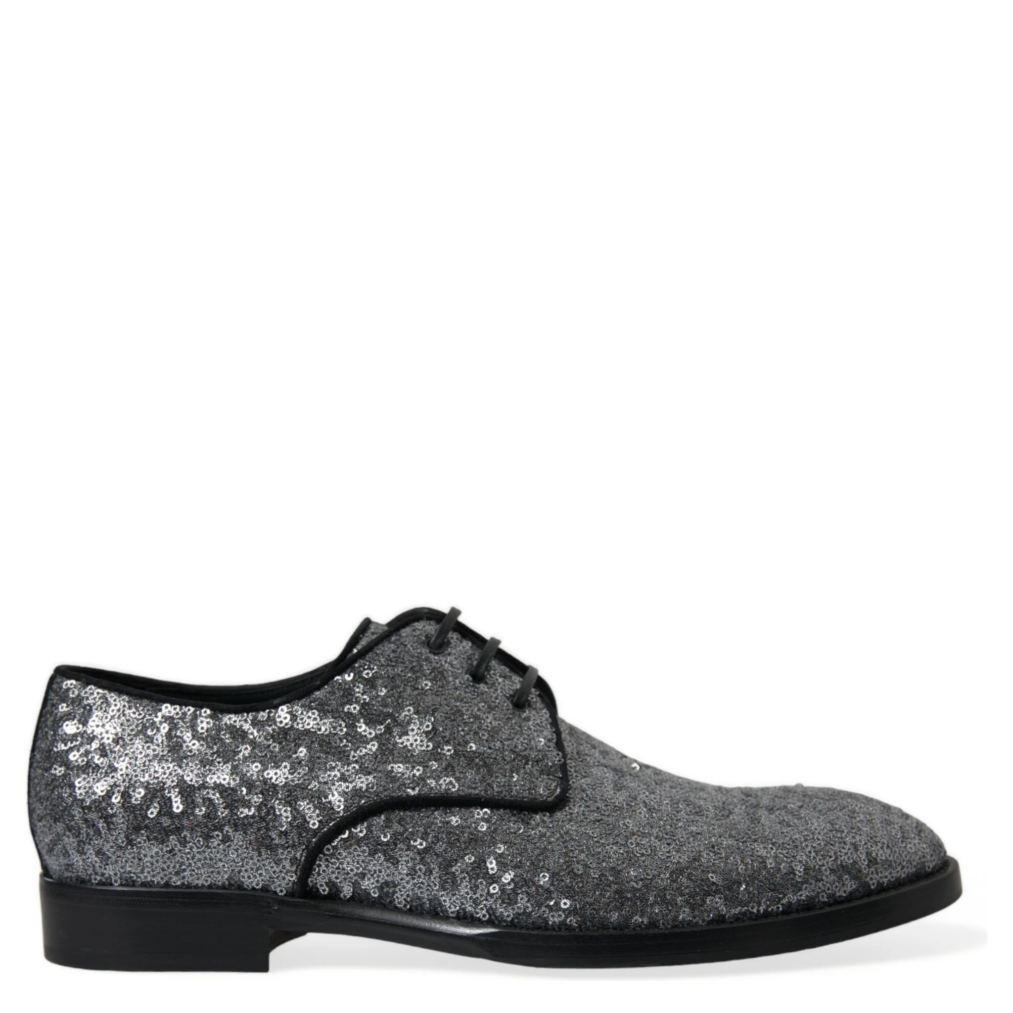 Silver Sequined Lace Up Men Derby Dress Shoes