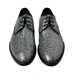 Silver Sequined Lace Up Men Derby Dress Shoes