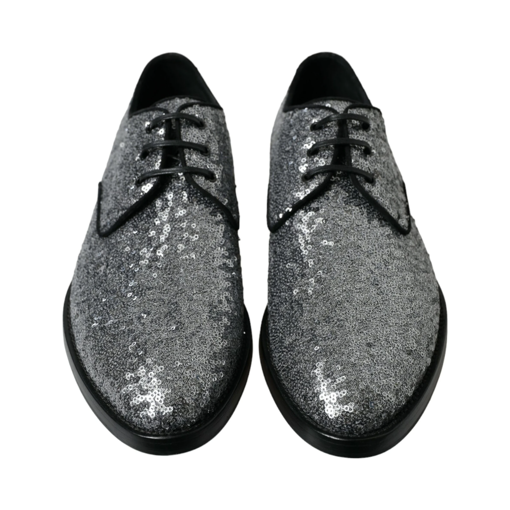 Silver Sequined Lace Up Men Derby Dress Shoes