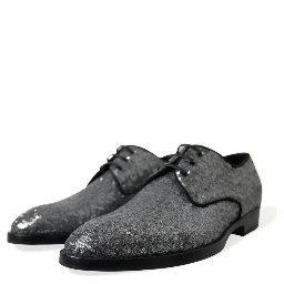 Silver Sequined Lace Up Men Derby Dress Shoes