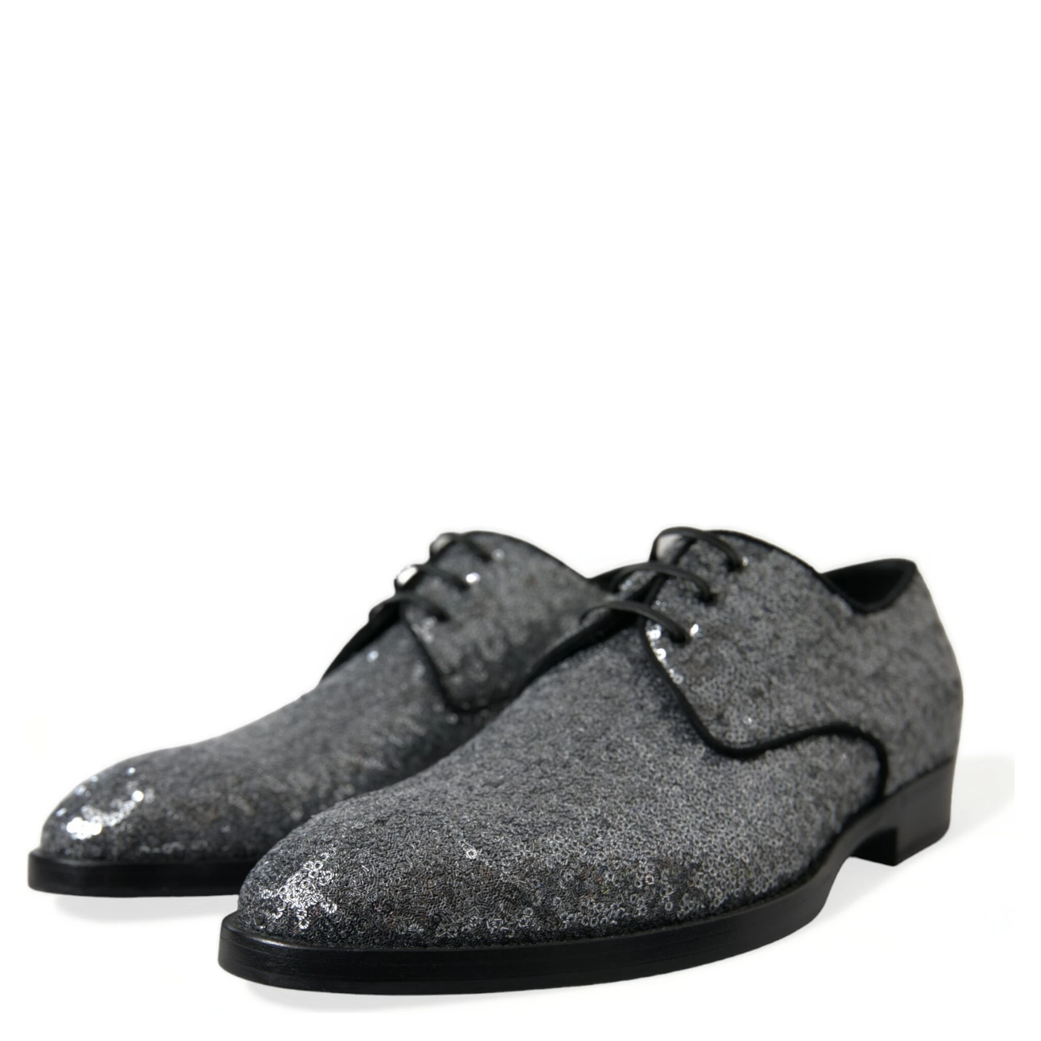 Silver Sequined Lace Up Men Derby Dress Shoes