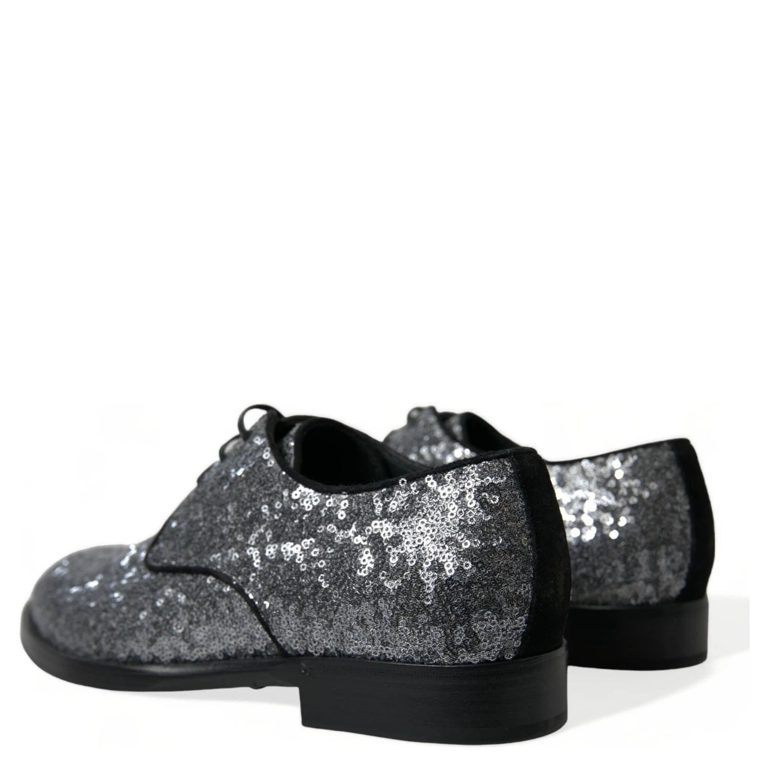 Silver Sequined Lace Up Men Derby Dress Shoes