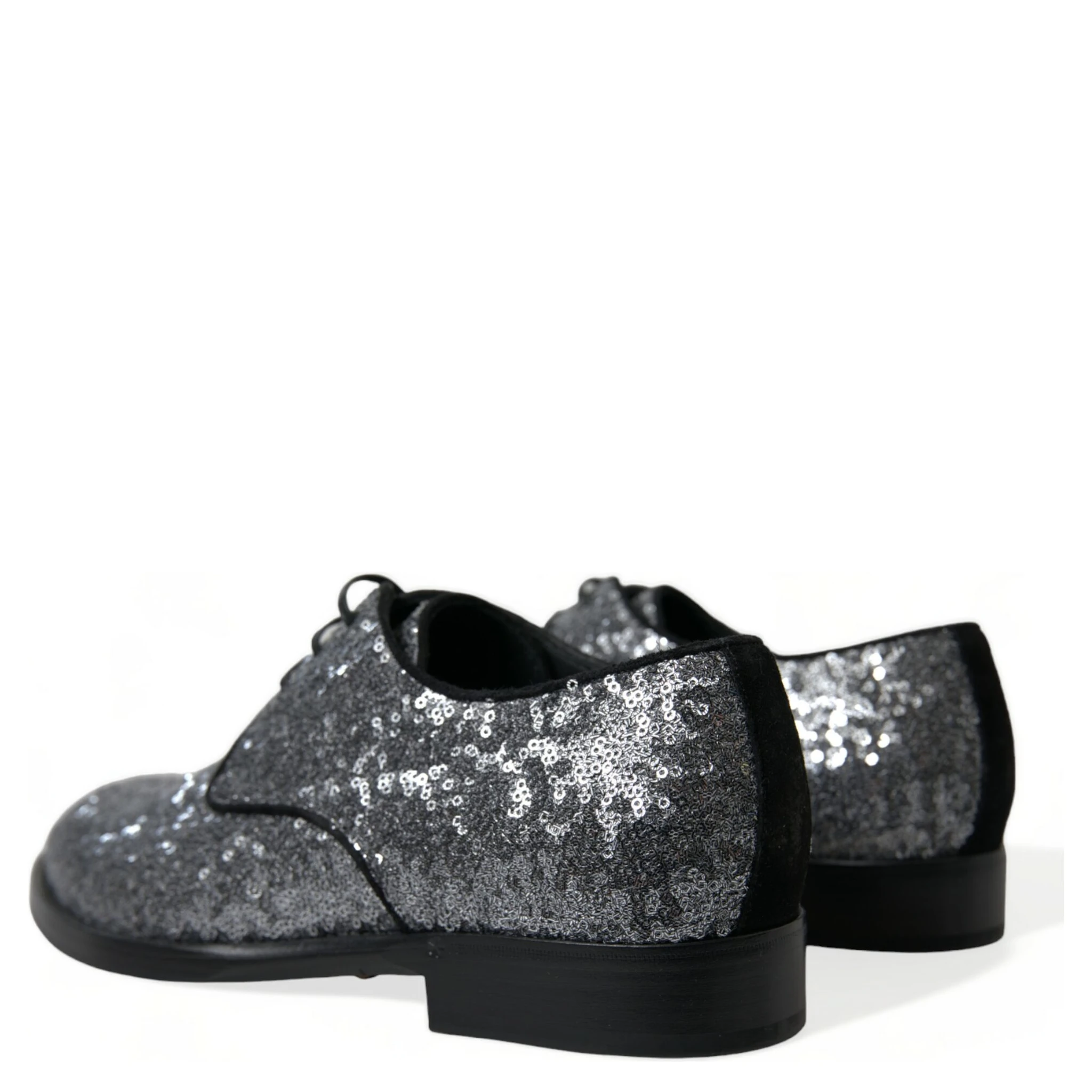 Silver Sequined Lace Up Men Derby Dress Shoes