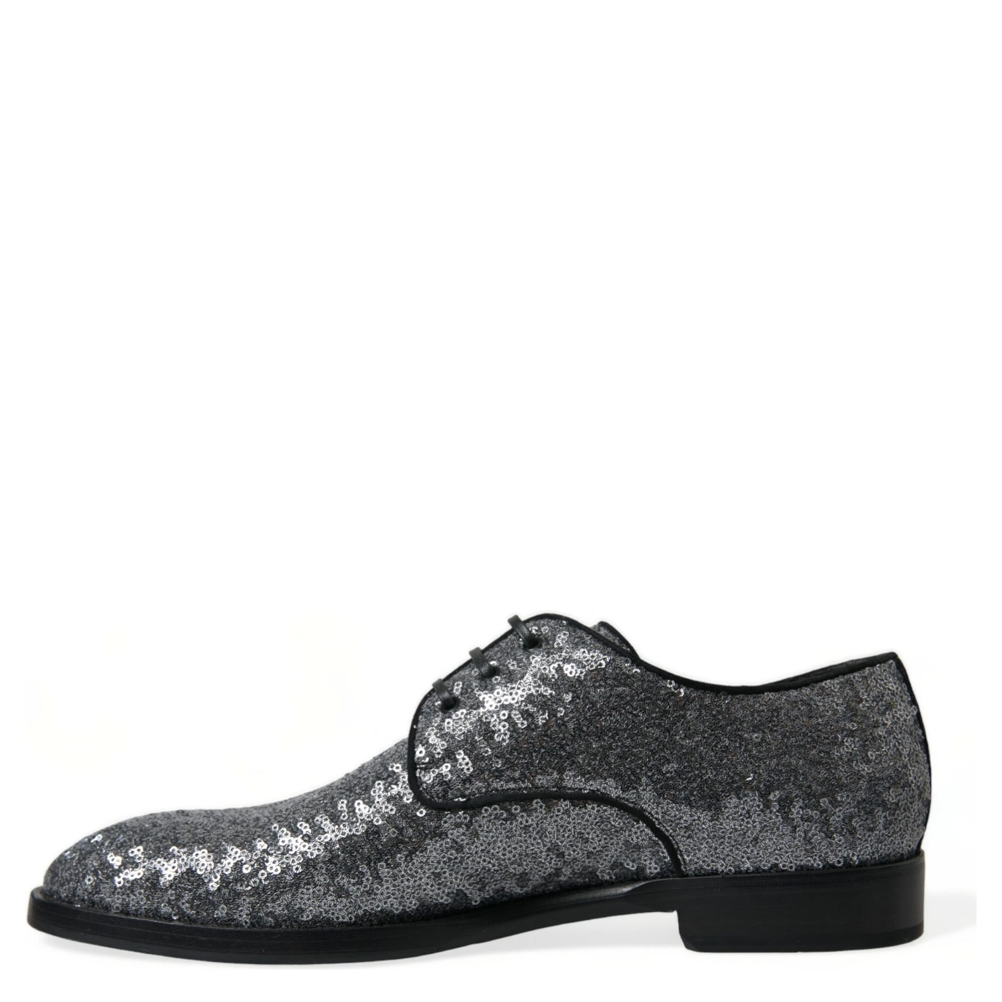 Silver Sequined Lace Up Men Derby Dress Shoes