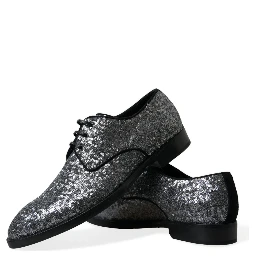 Silver Sequined Lace Up Men Derby Dress Shoes
