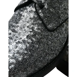 Silver Sequined Lace Up Men Derby Dress Shoes