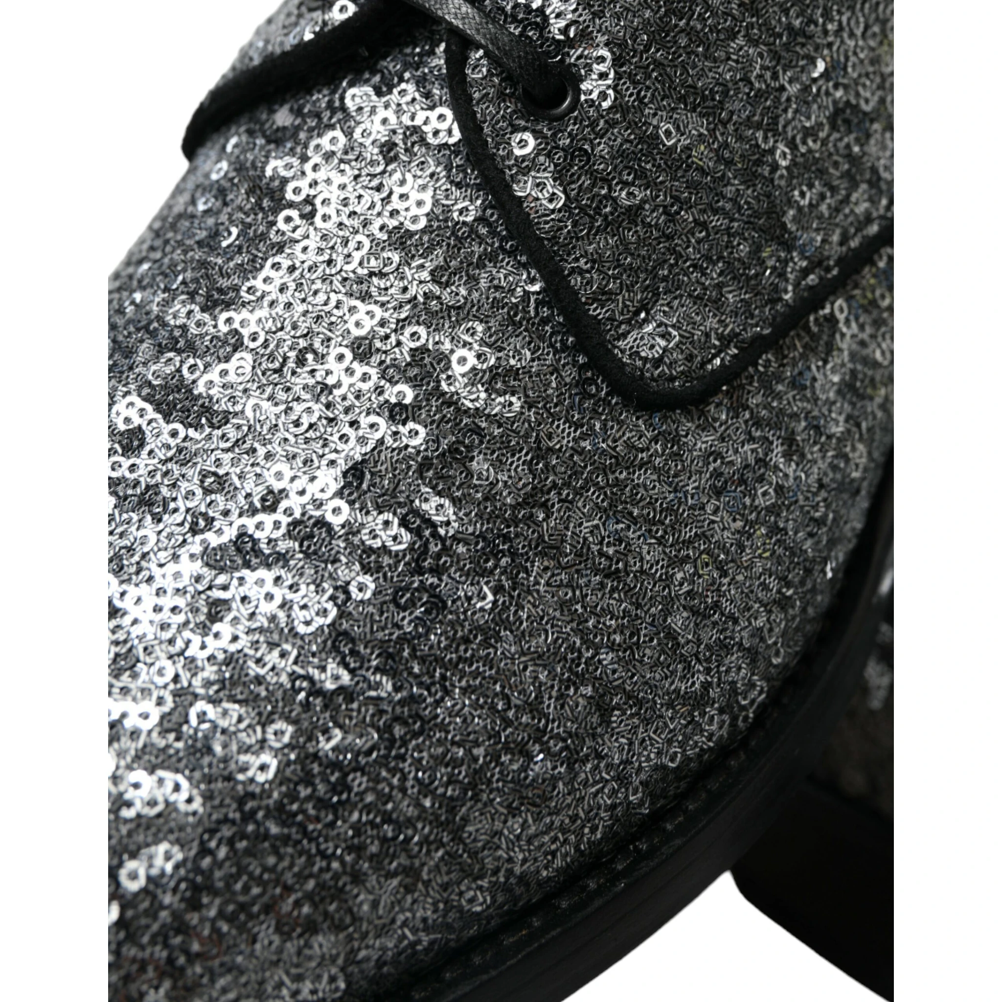 Silver Sequined Lace Up Men Derby Dress Shoes