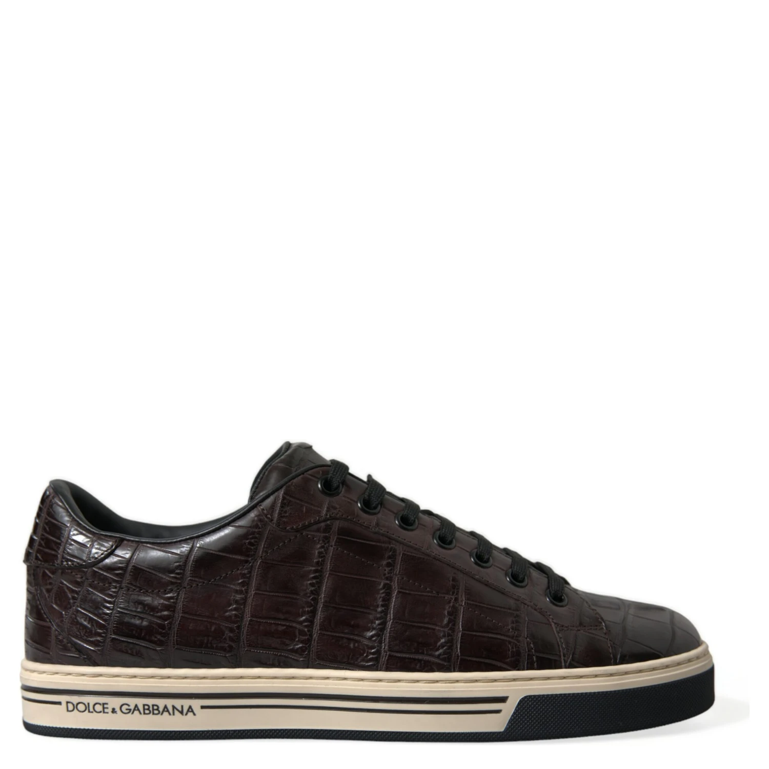 Brown Croc Exotic Leather Men Casual Sneakers Shoes