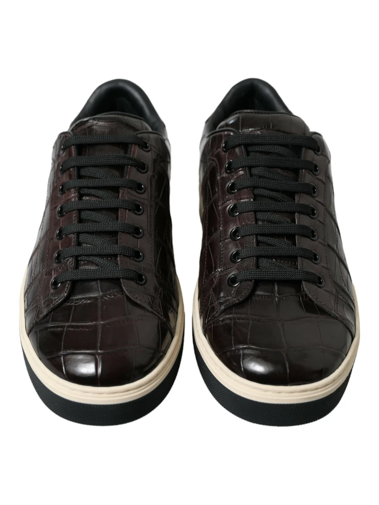Brown Croc Exotic Leather Men Casual Sneakers Shoes alternative