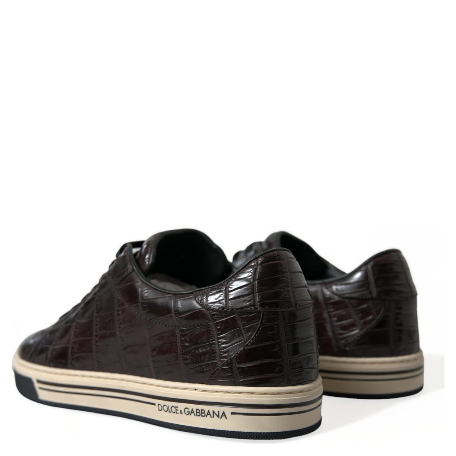 Brown Croc Exotic Leather Men Casual Sneakers Shoes