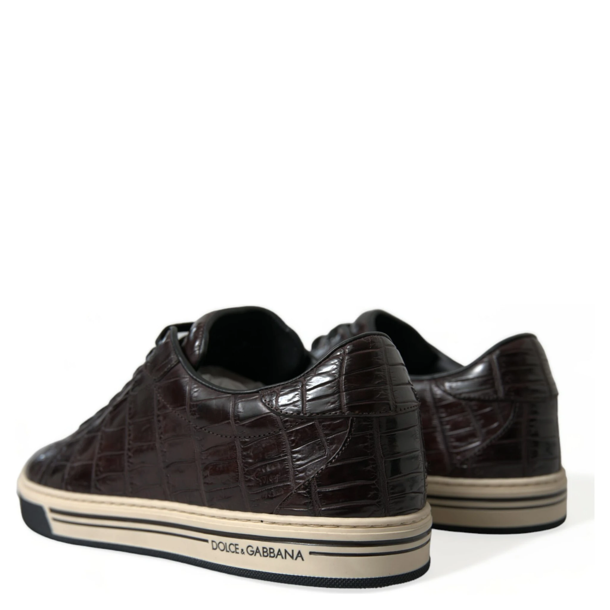 Brown Croc Exotic Leather Men Casual Sneakers Shoes