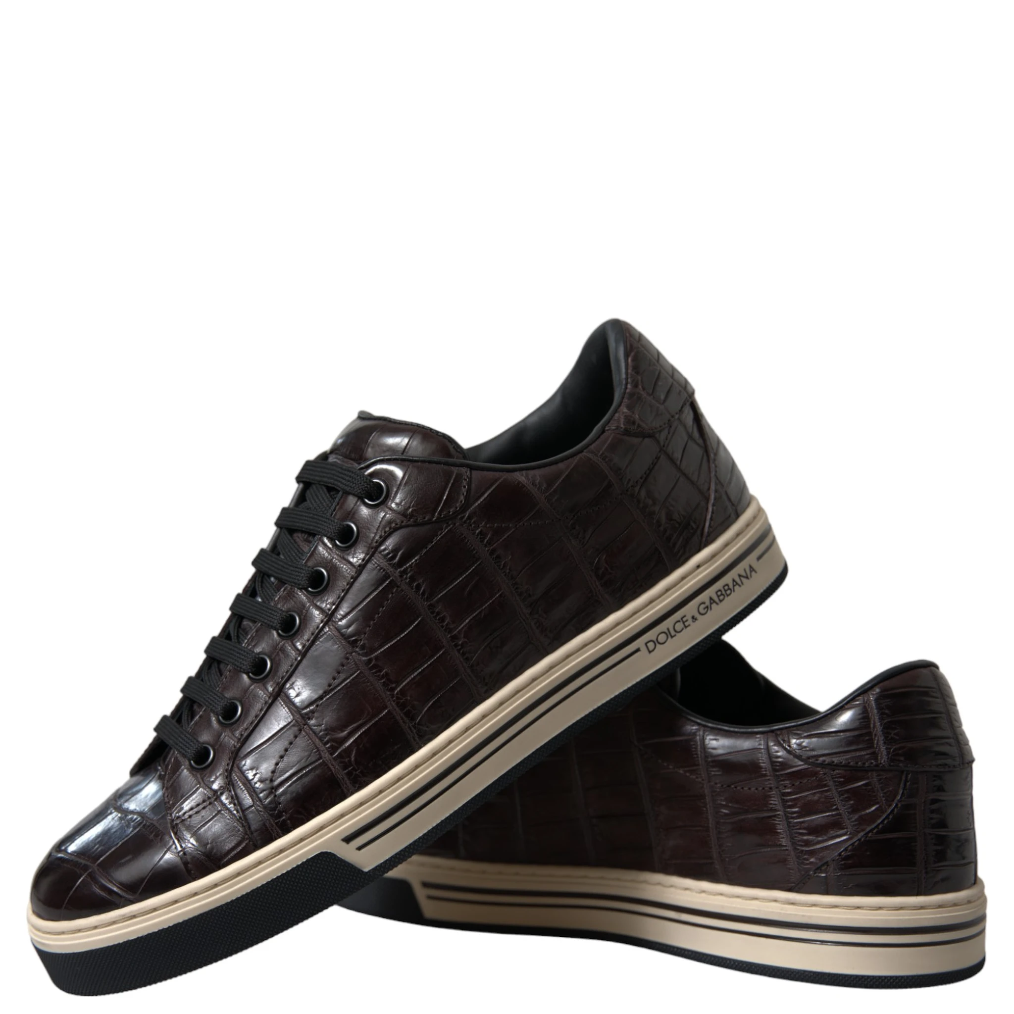 Brown Croc Exotic Leather Men Casual Sneakers Shoes