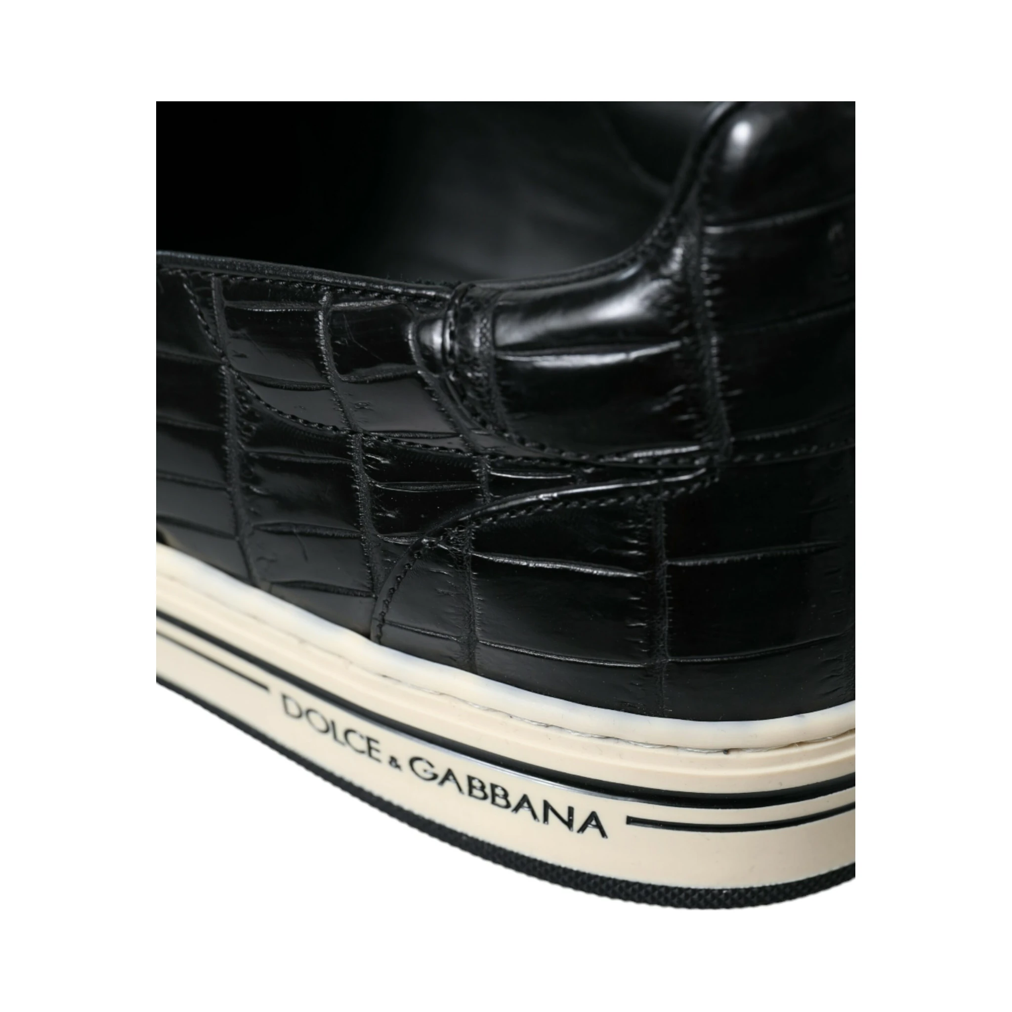 Black Croc Exotic Leather Sneakers Shoes