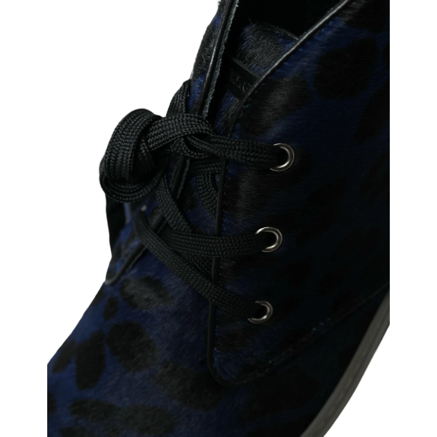 Blue Calfskin Leopard Mid Top Sneakers Shoes