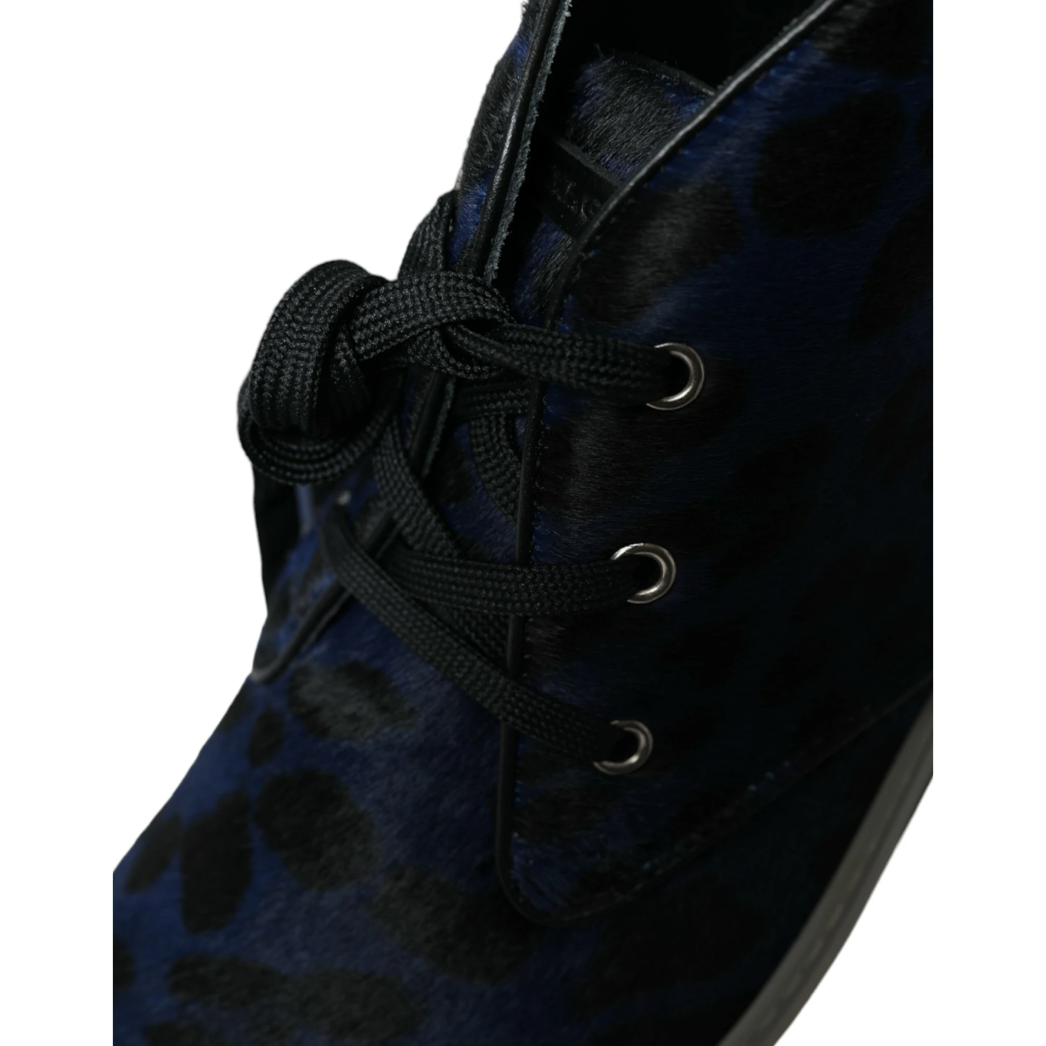 Blue Calfskin Leopard Mid Top Sneakers Shoes