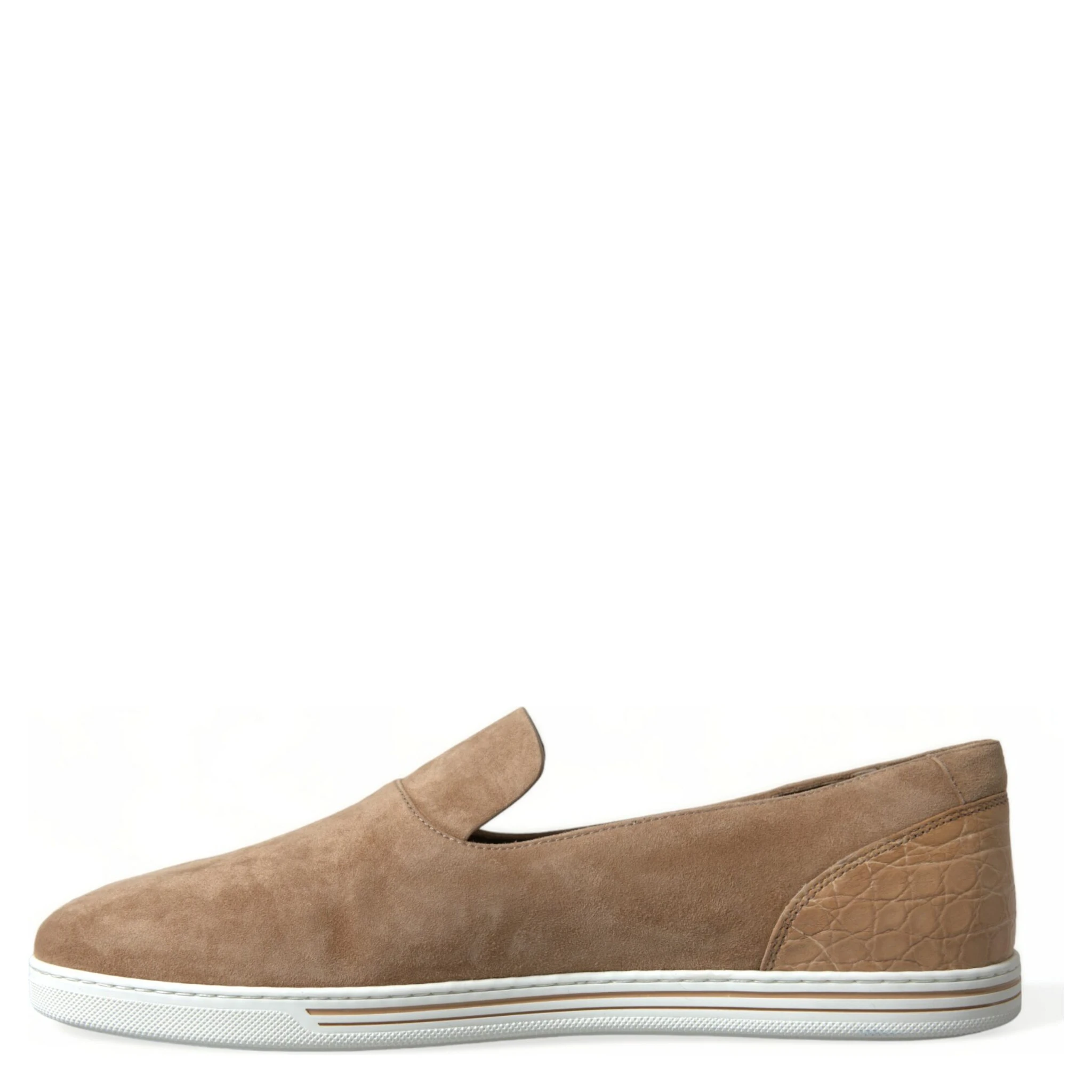 Beige Suede Caiman Men Loafers Slippers Shoes