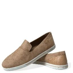 Beige Suede Caiman Men Loafers Slippers Shoes