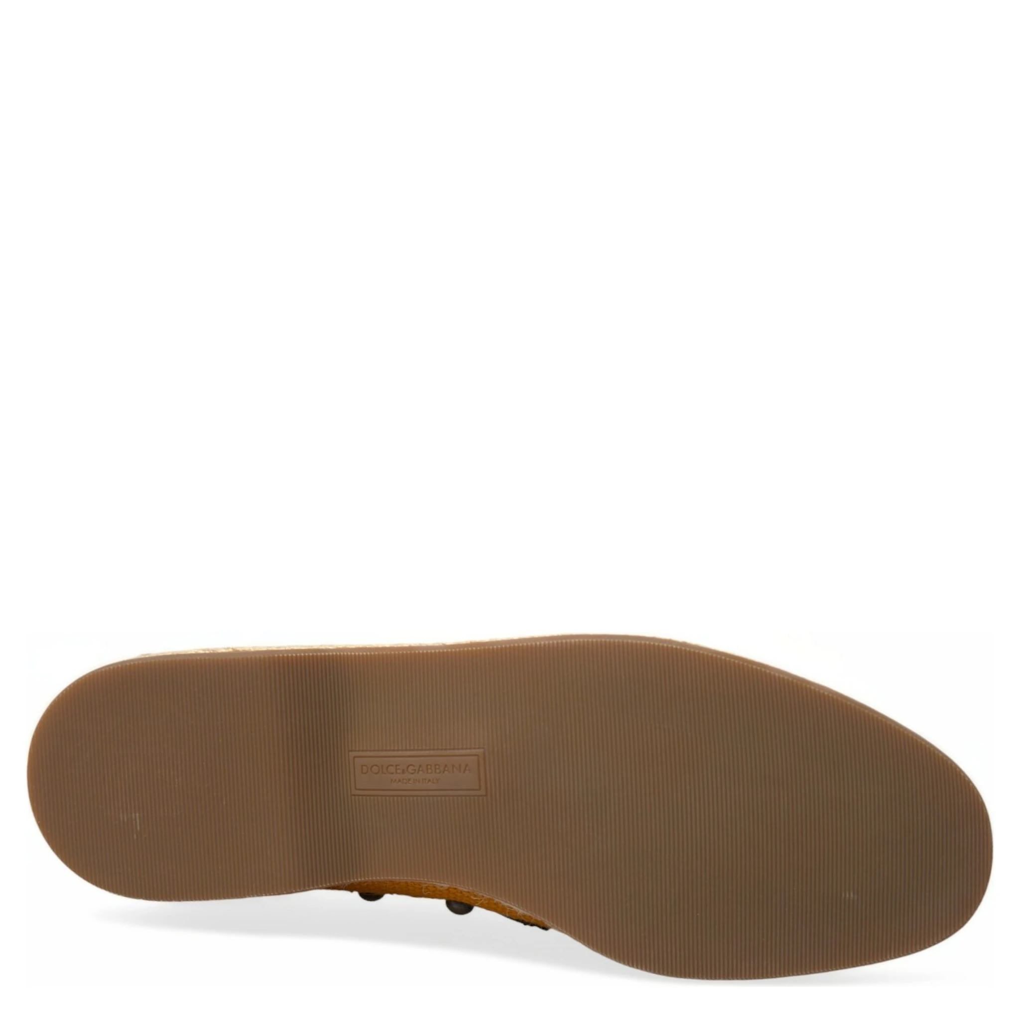 Orange Linen Leather Studded Loafers Shoes