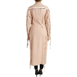 Beige Cotton Single Breasted Long Coat Jacket