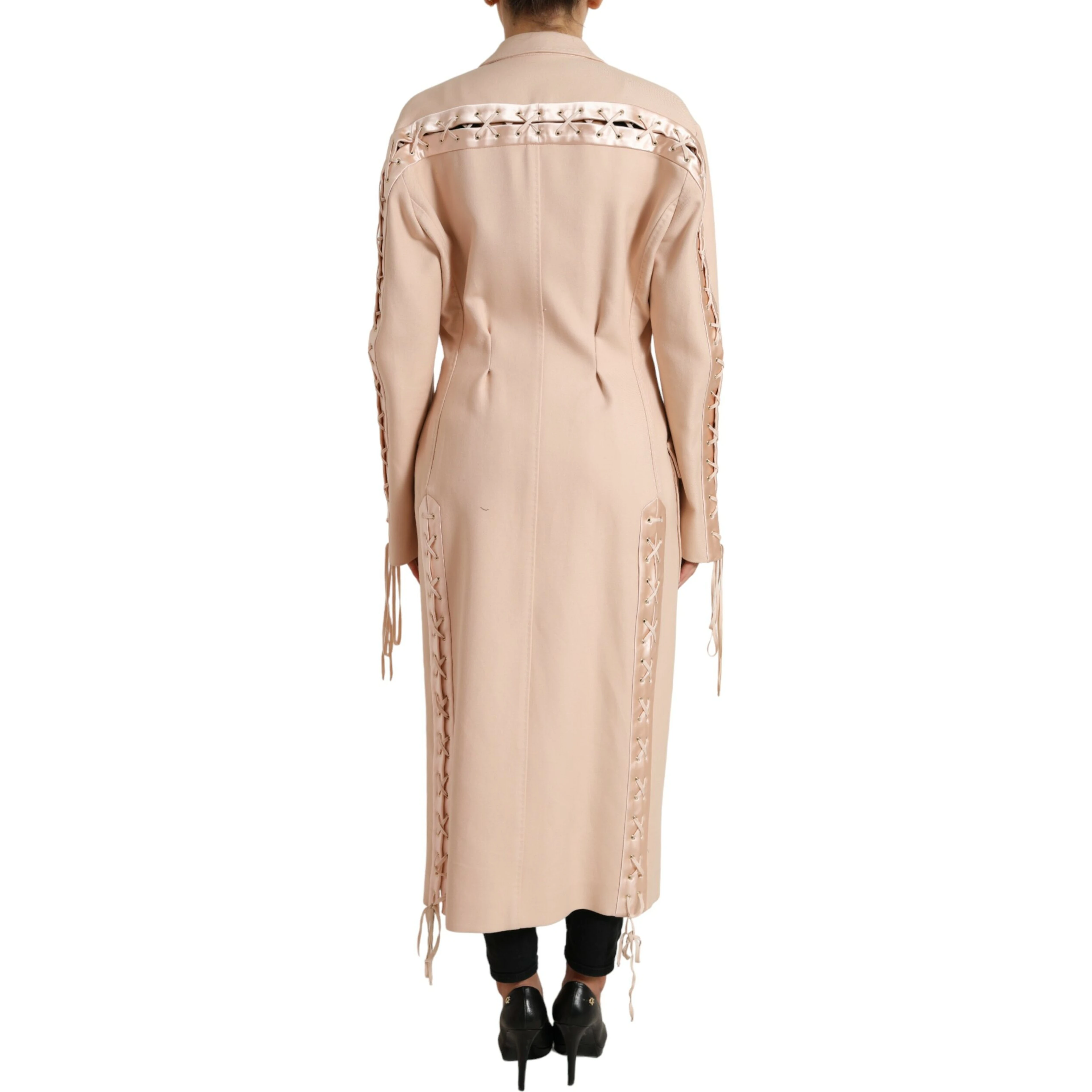 Beige Cotton Single Breasted Long Coat Jacket