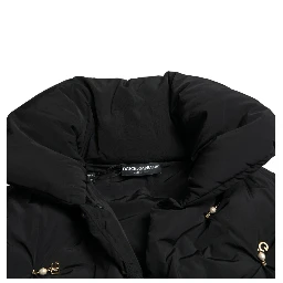 Black Embellished Quilted Shell Bomber Jacket