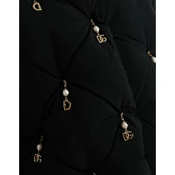 Black Embellished Quilted Shell Bomber Jacket