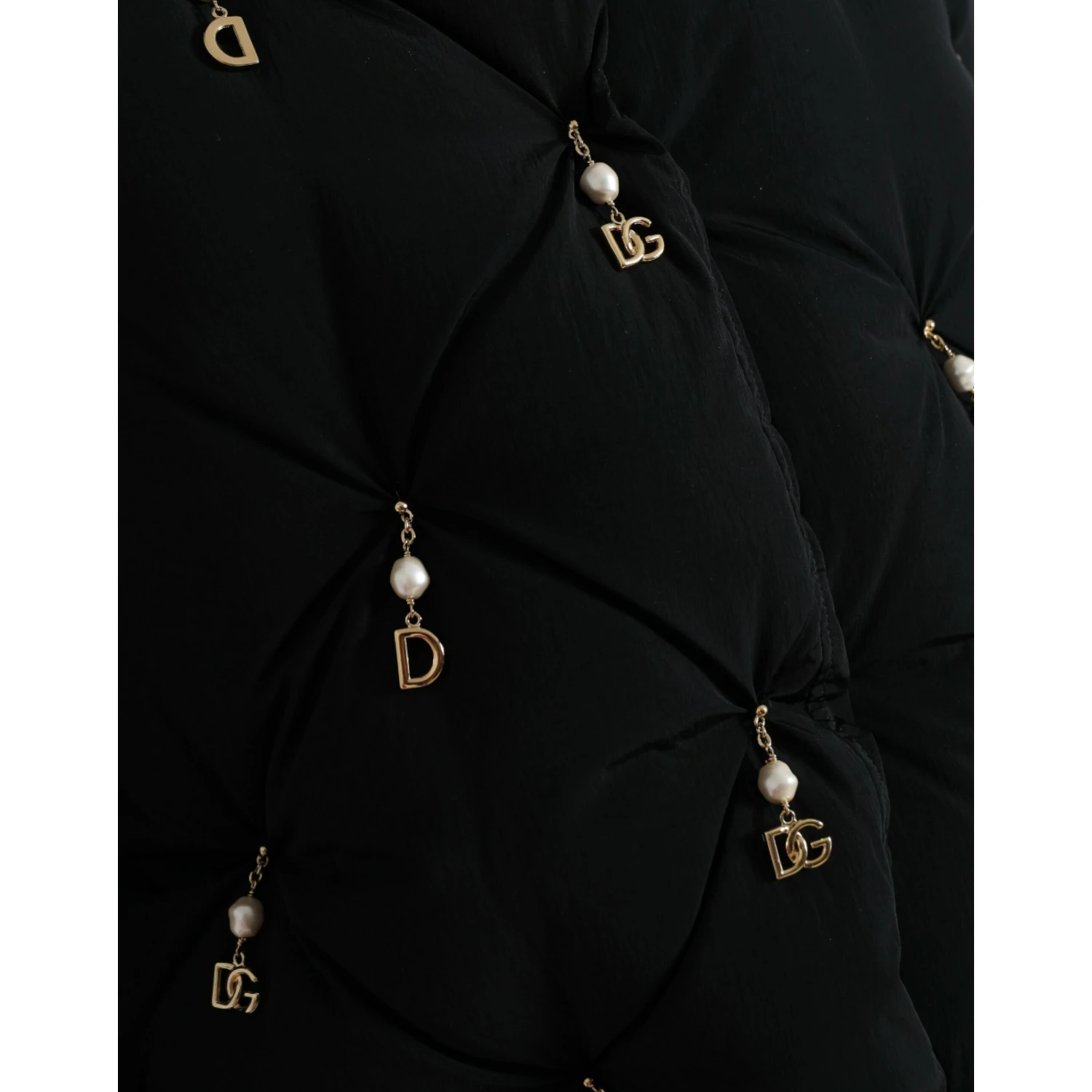 Black Embellished Quilted Shell Bomber Jacket