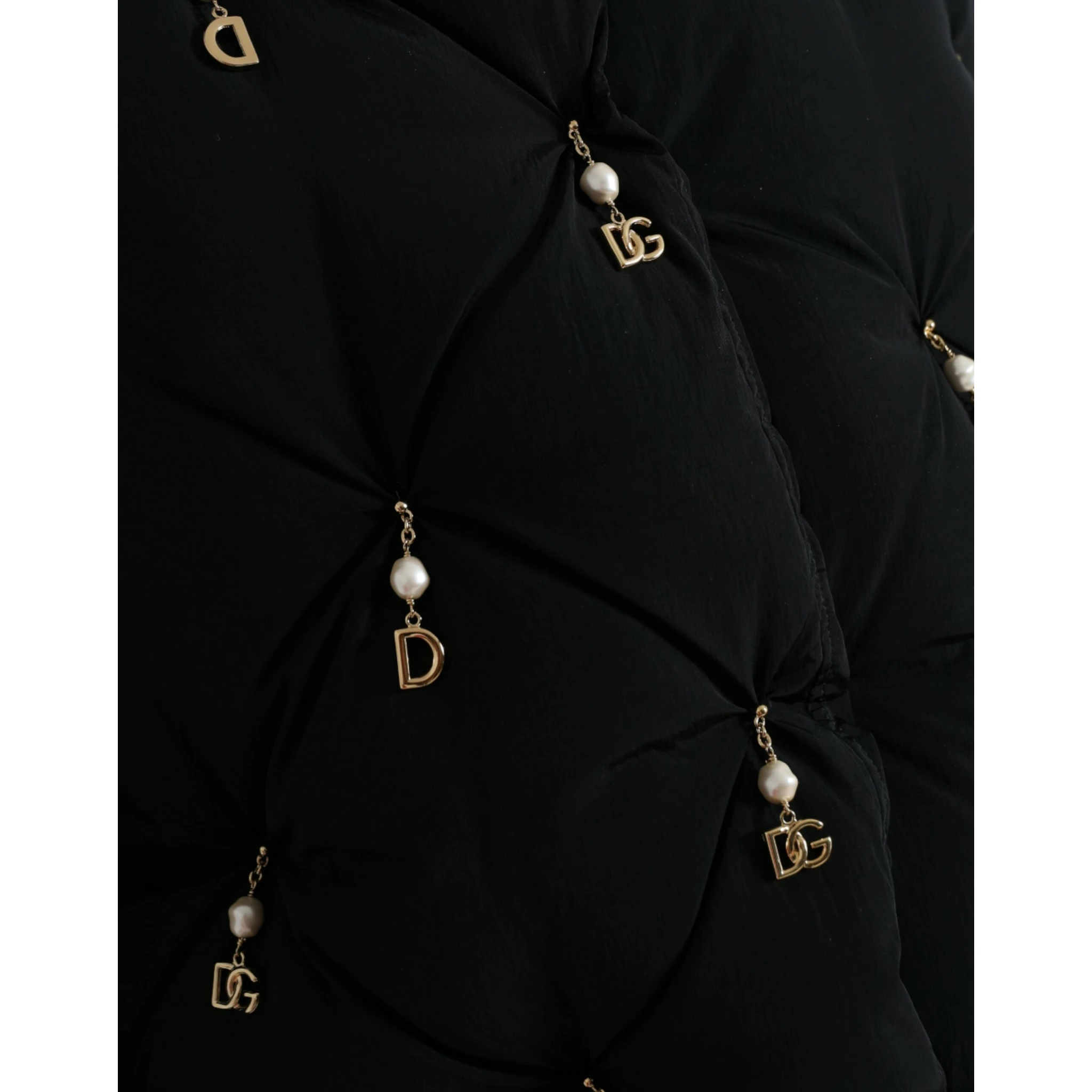Black Embellished Quilted Shell Bomber Jacket