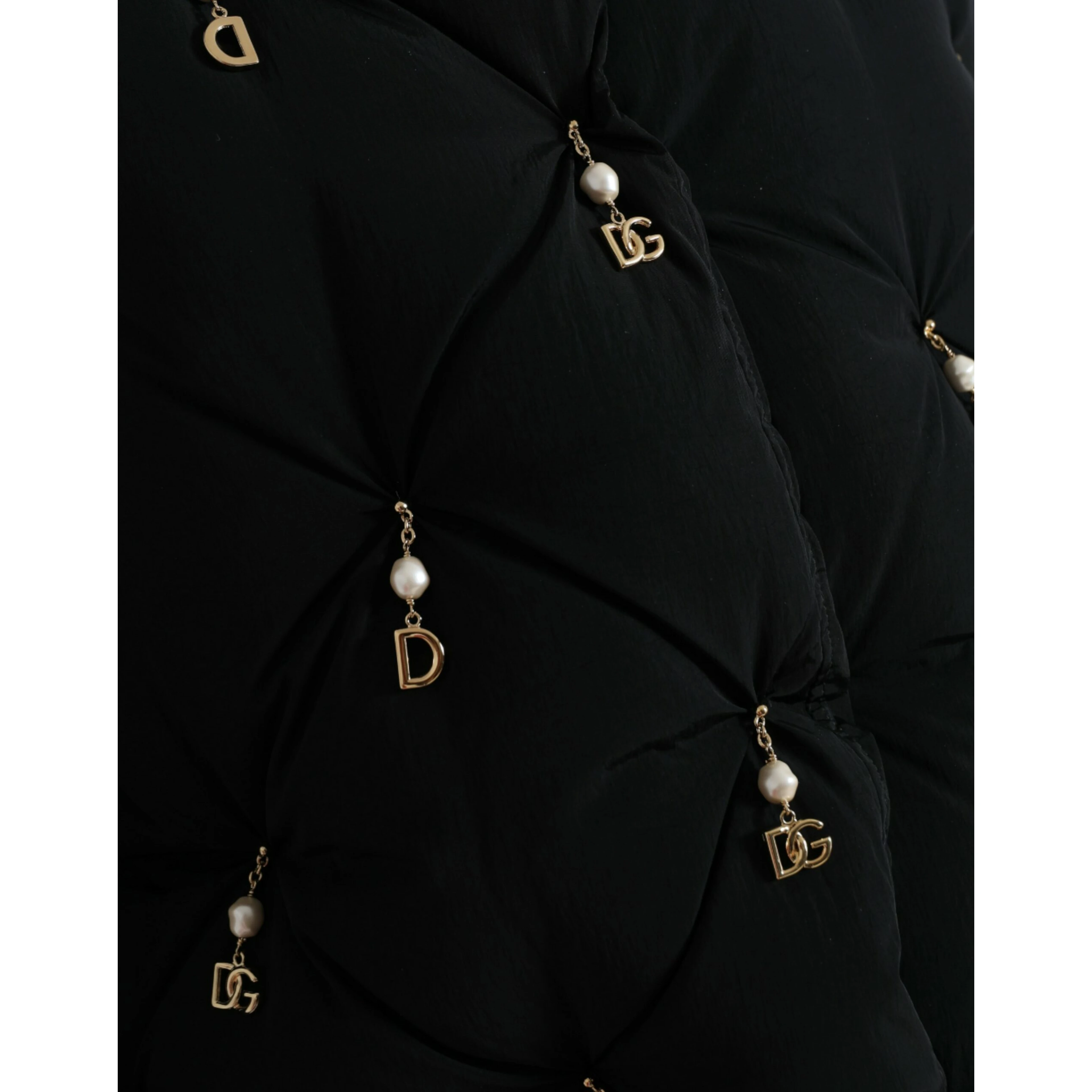 Black Embellished Quilted Shell Bomber Jacket