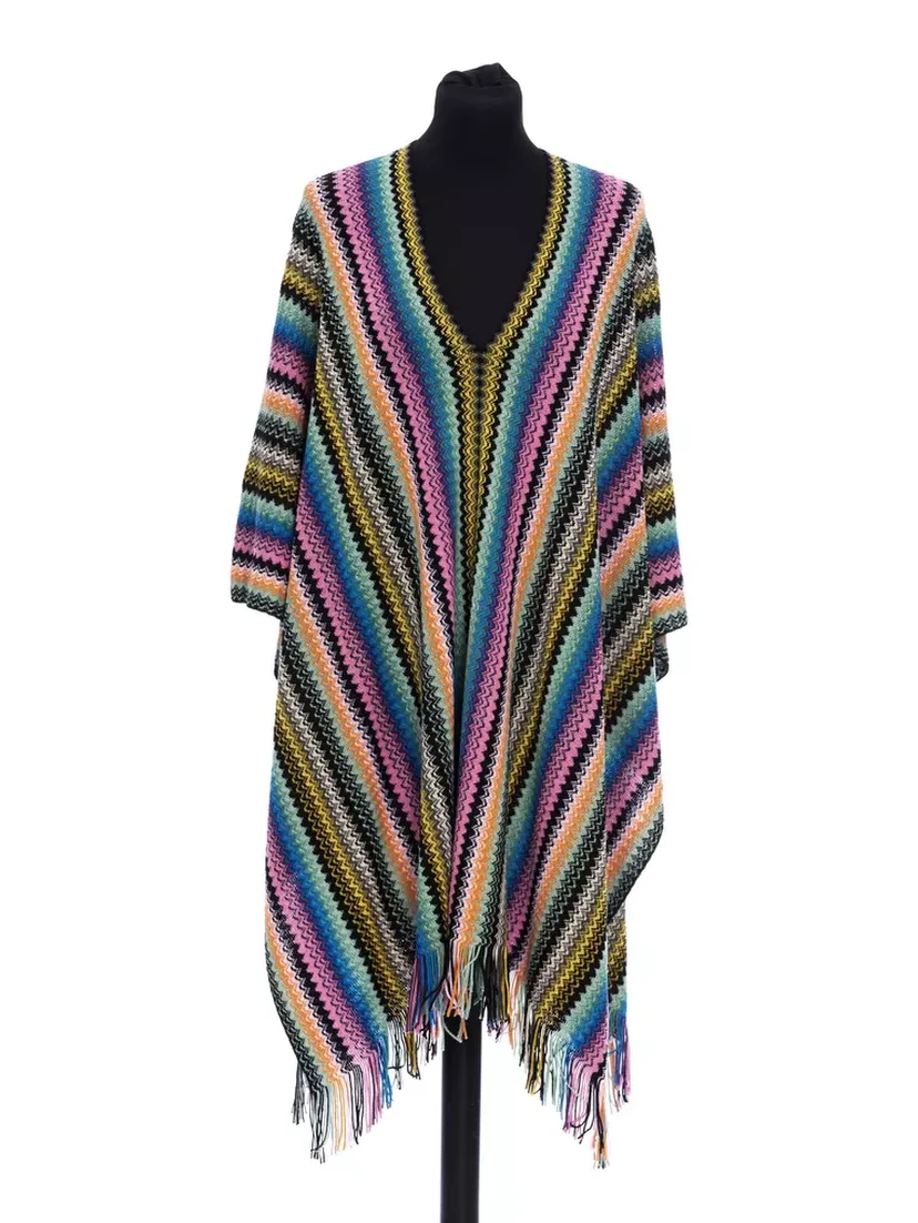 Multicolor Wool Poncho