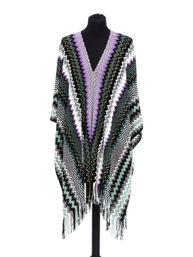 Multicolor Wool Poncho