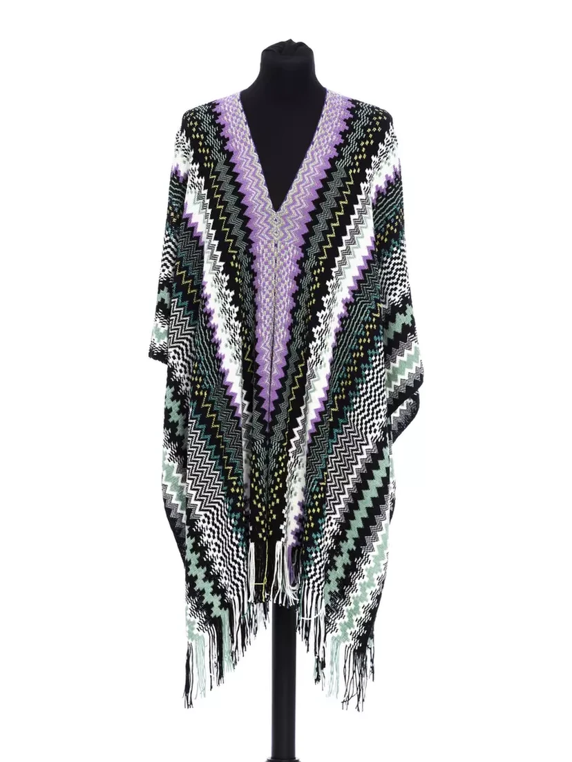 Multicolor Wool Poncho