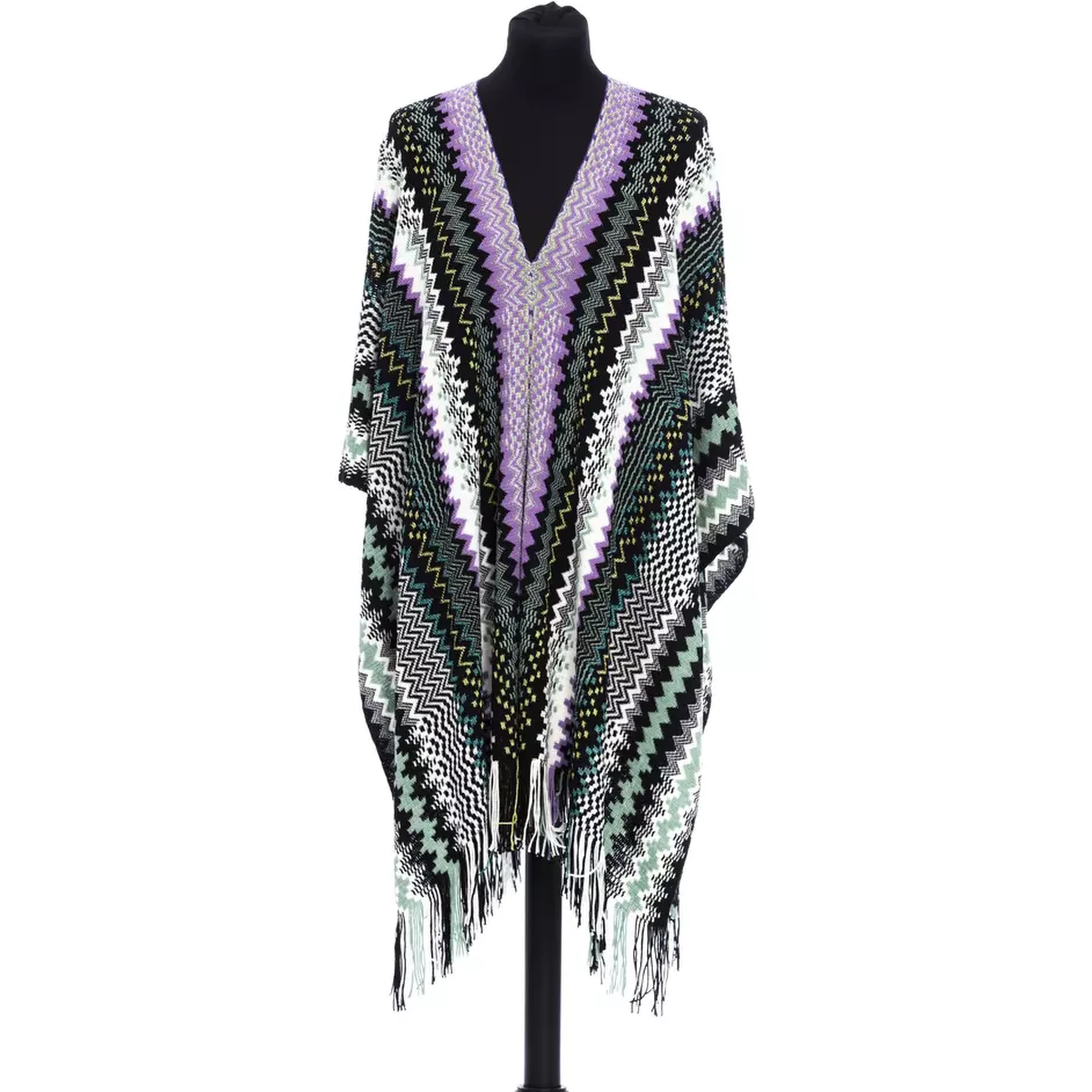 Multicolor Wool Poncho