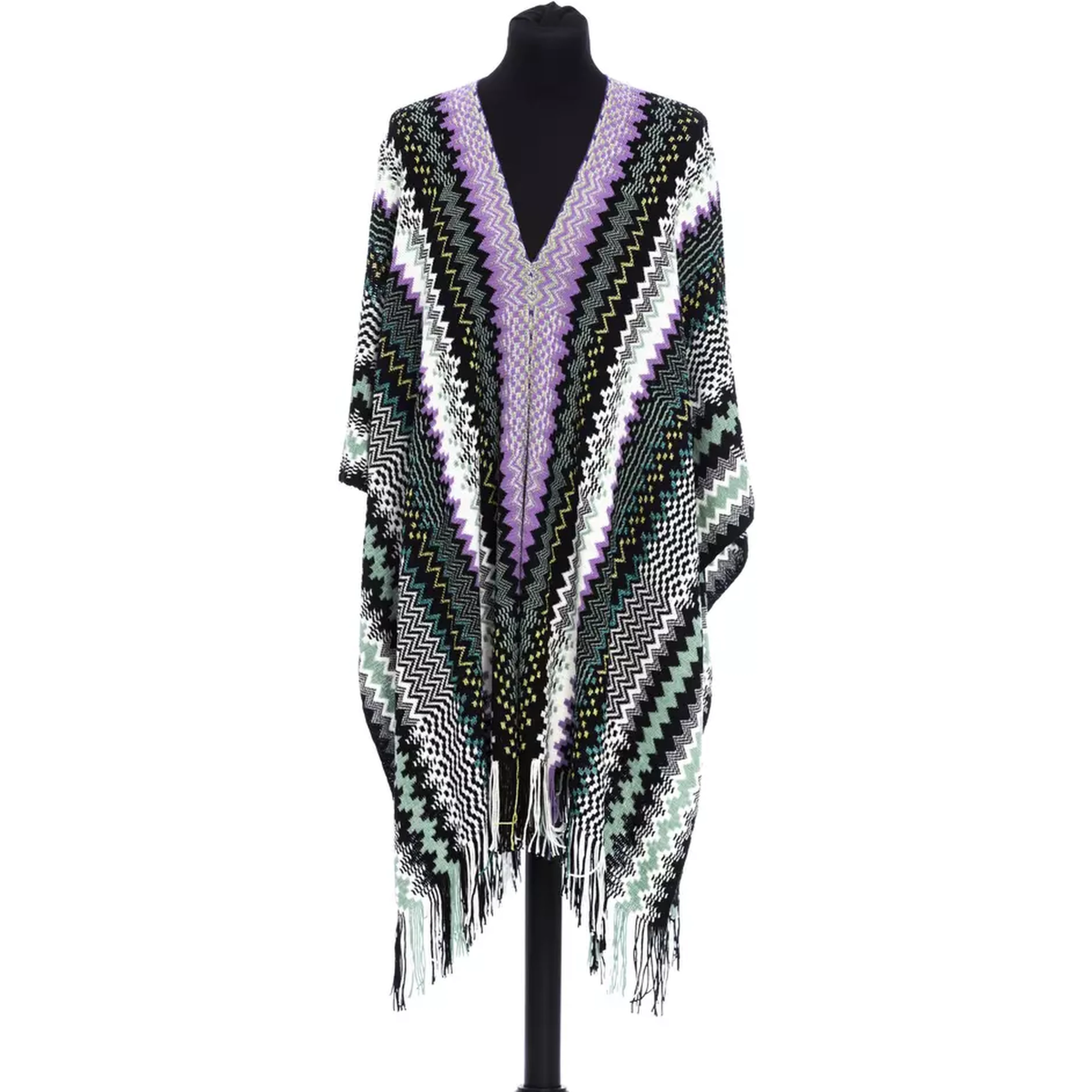 Multicolor Wool Poncho