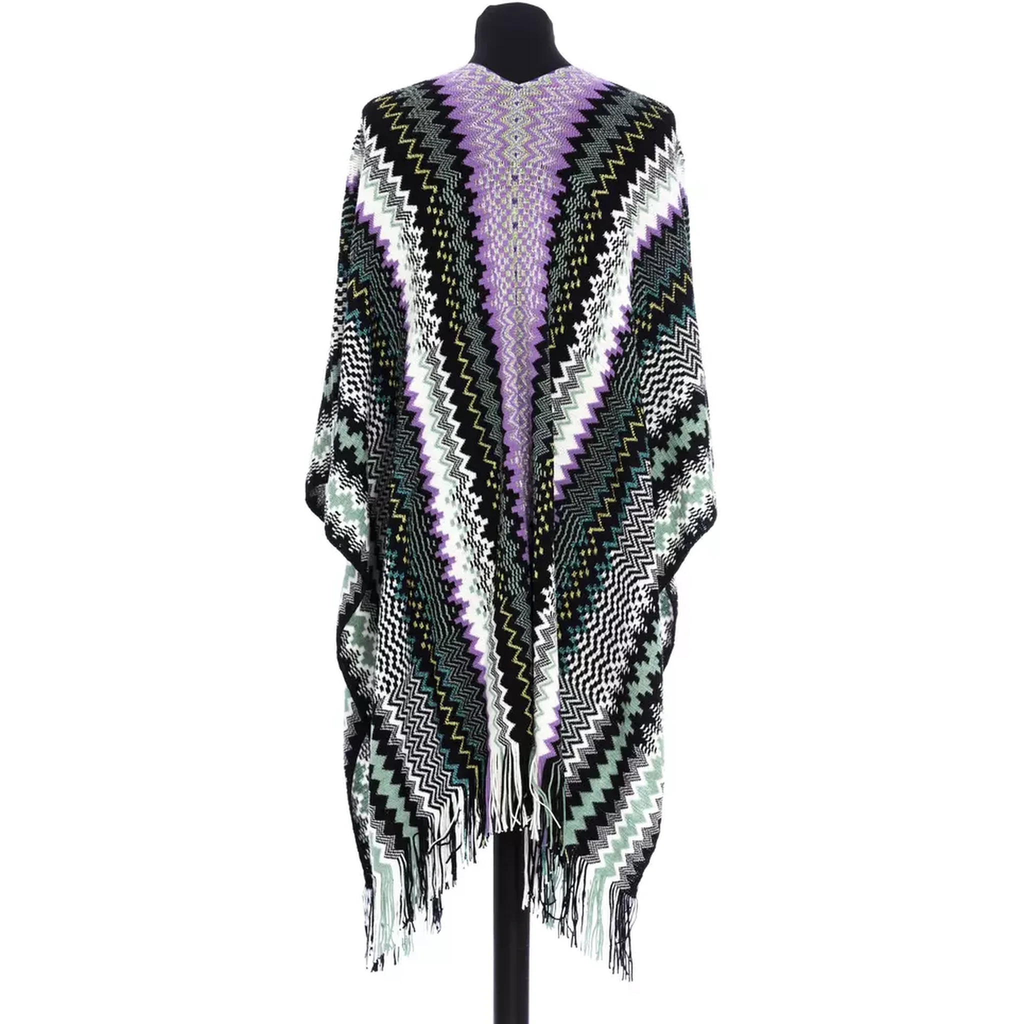 Multicolor Wool Poncho