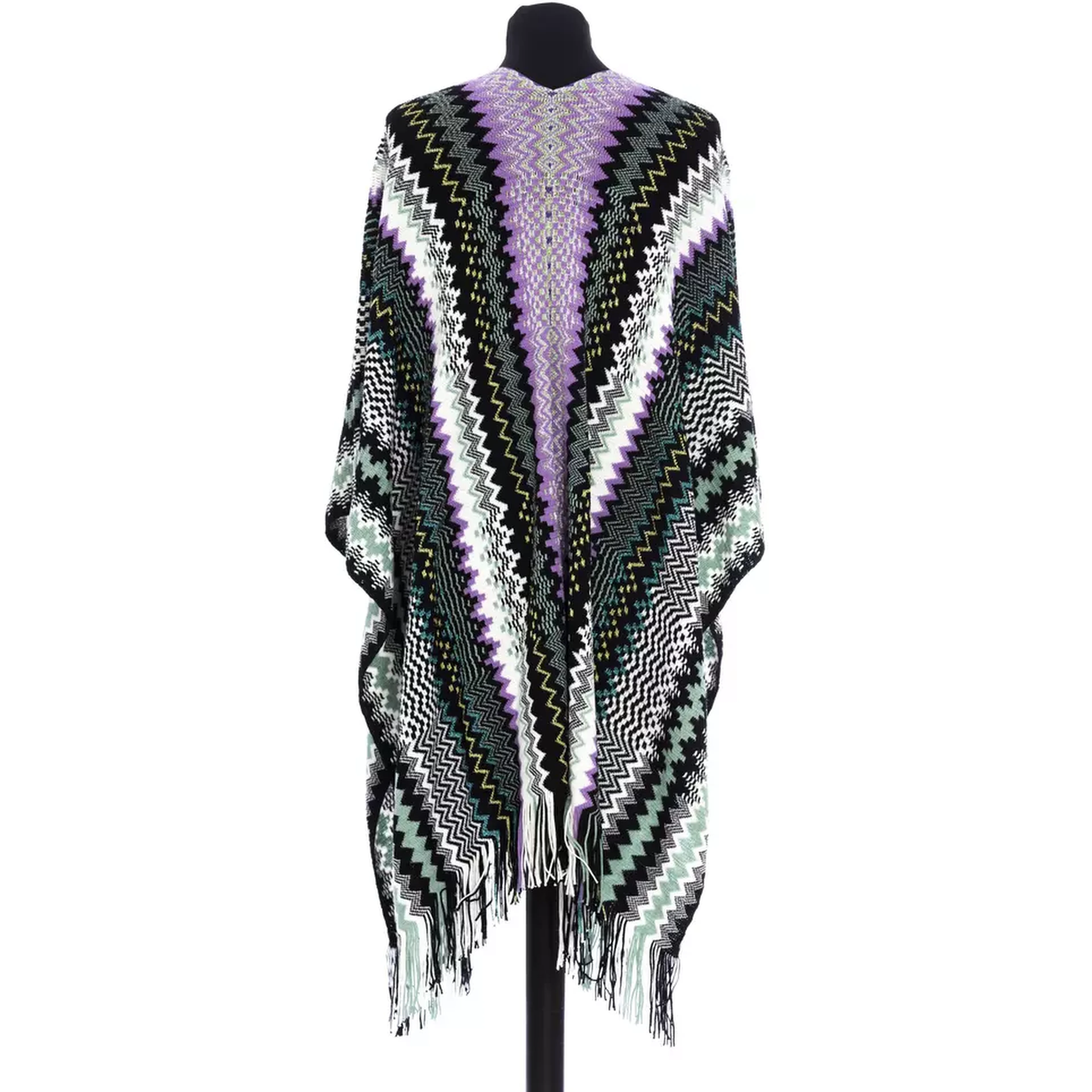 Multicolor Wool Poncho