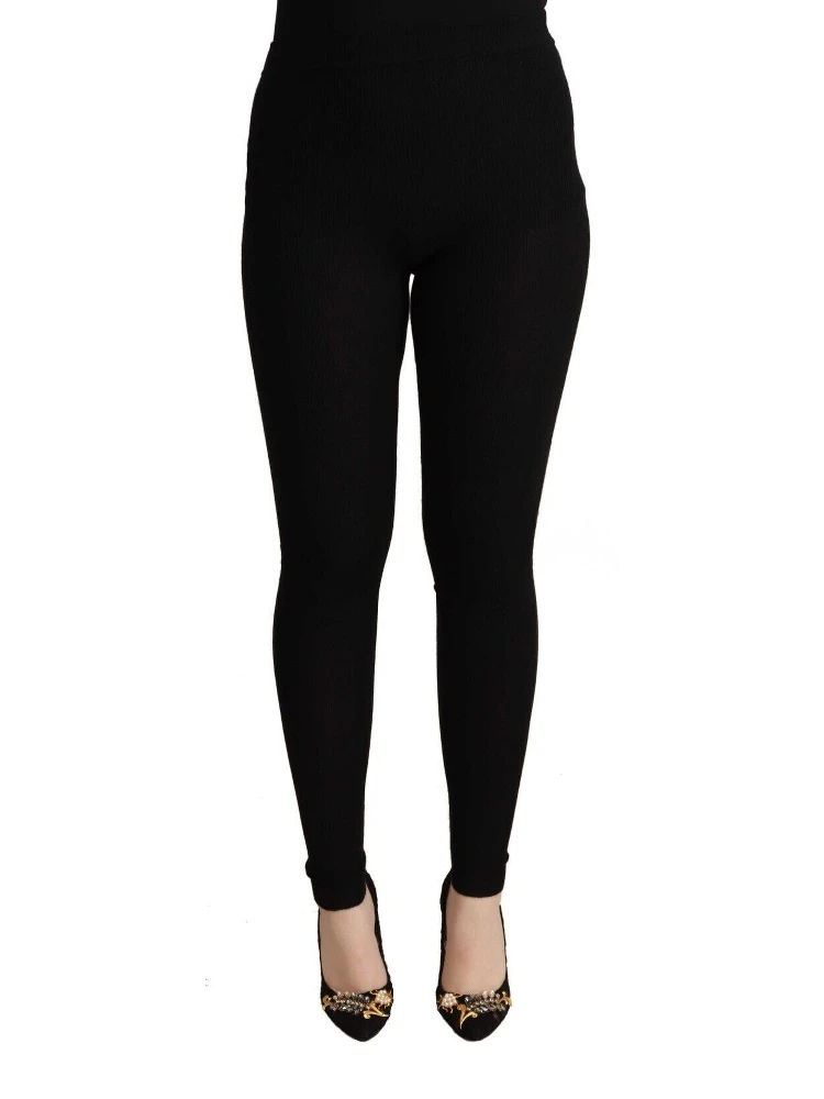 Black Cashmere Stretch Waist Tights Pants