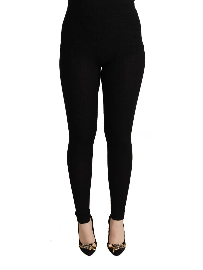 Black Cashmere Stretch Waist Tights Pants