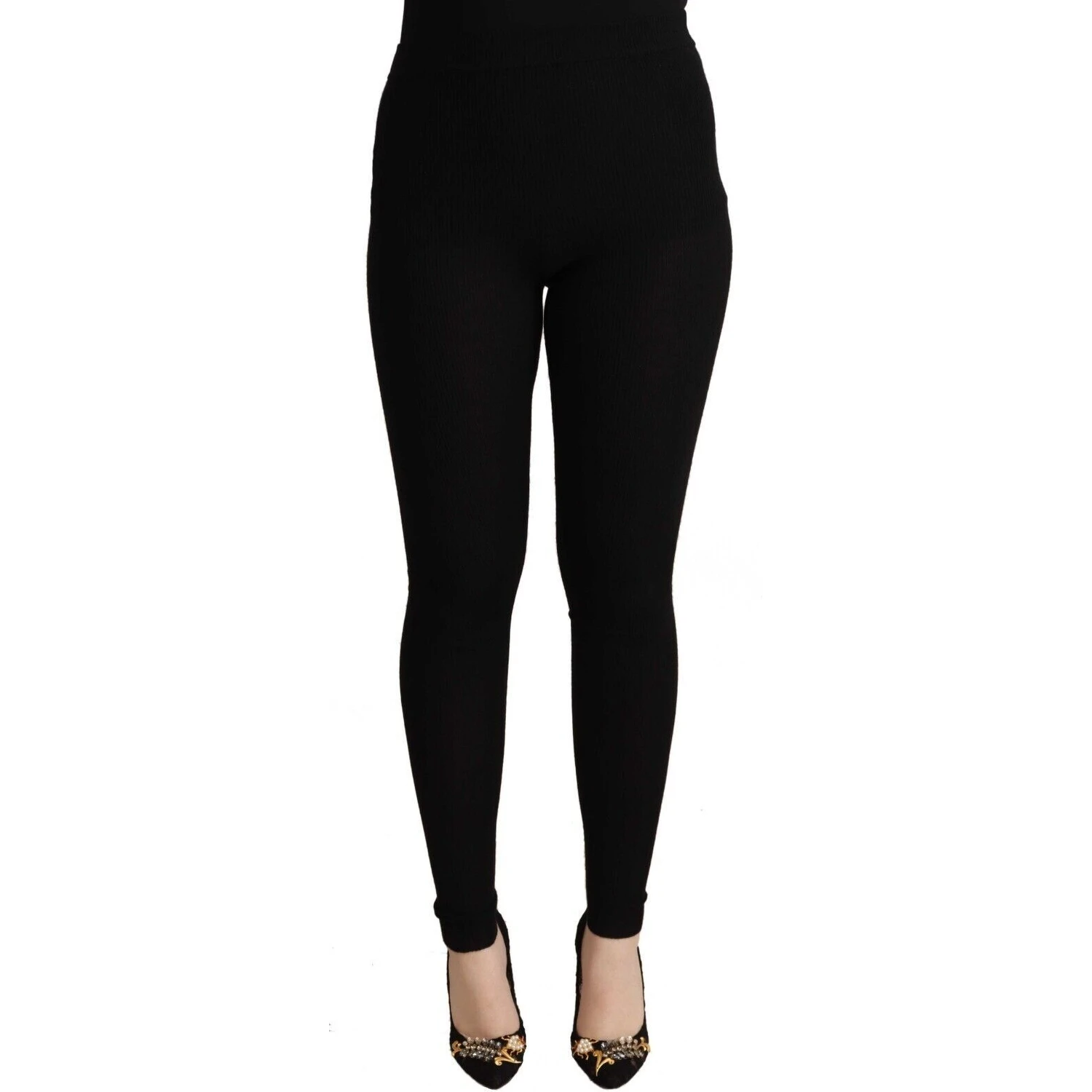 Black Cashmere Stretch Waist Tights Pants