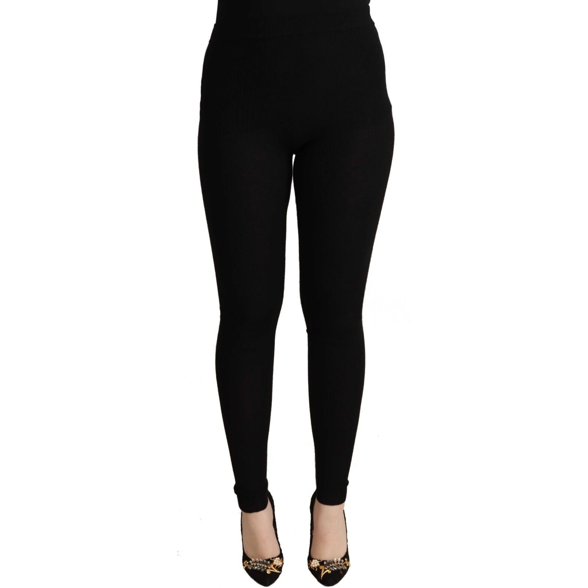 Black Cashmere Stretch Waist Tights Pants