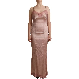 Pink Lace Long Bodycon Maxi Polyester Dress
