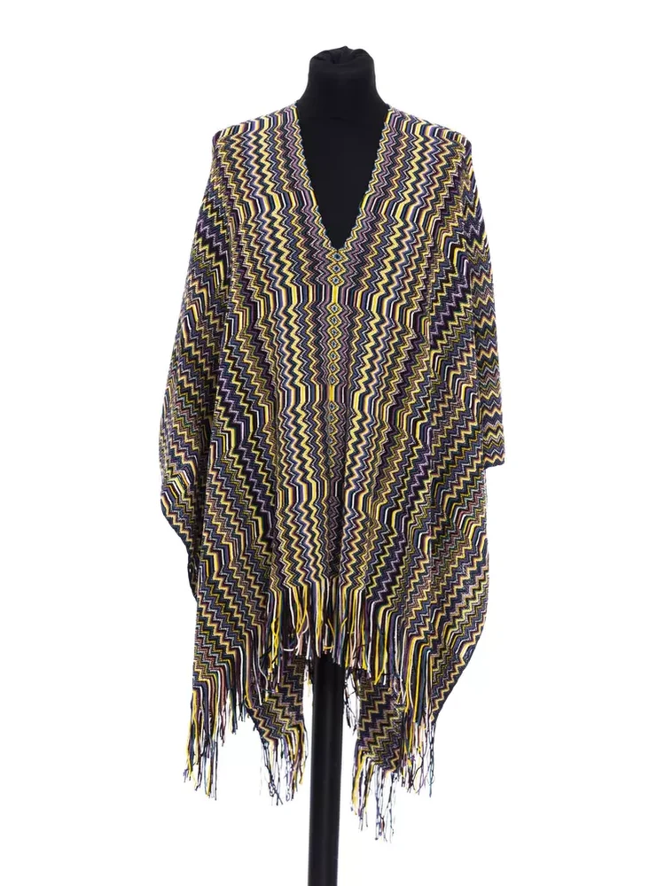 Multicolor Wool Poncho