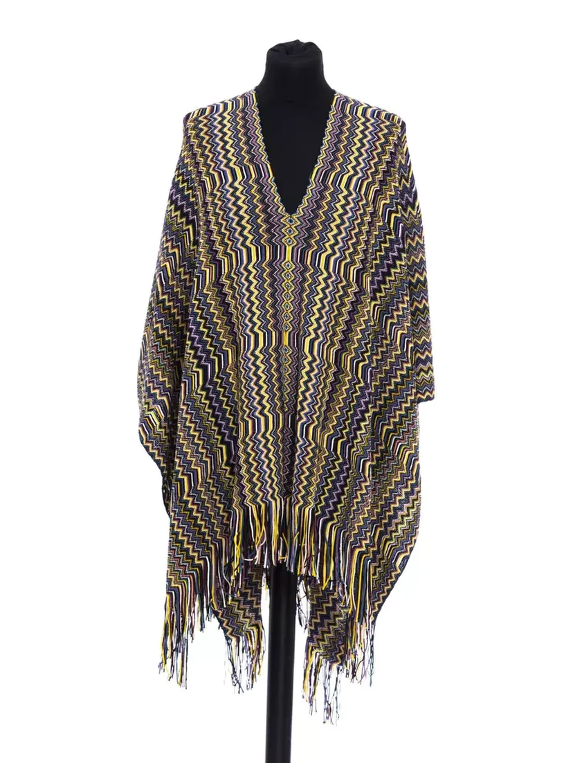 Multicolor Wool Poncho
