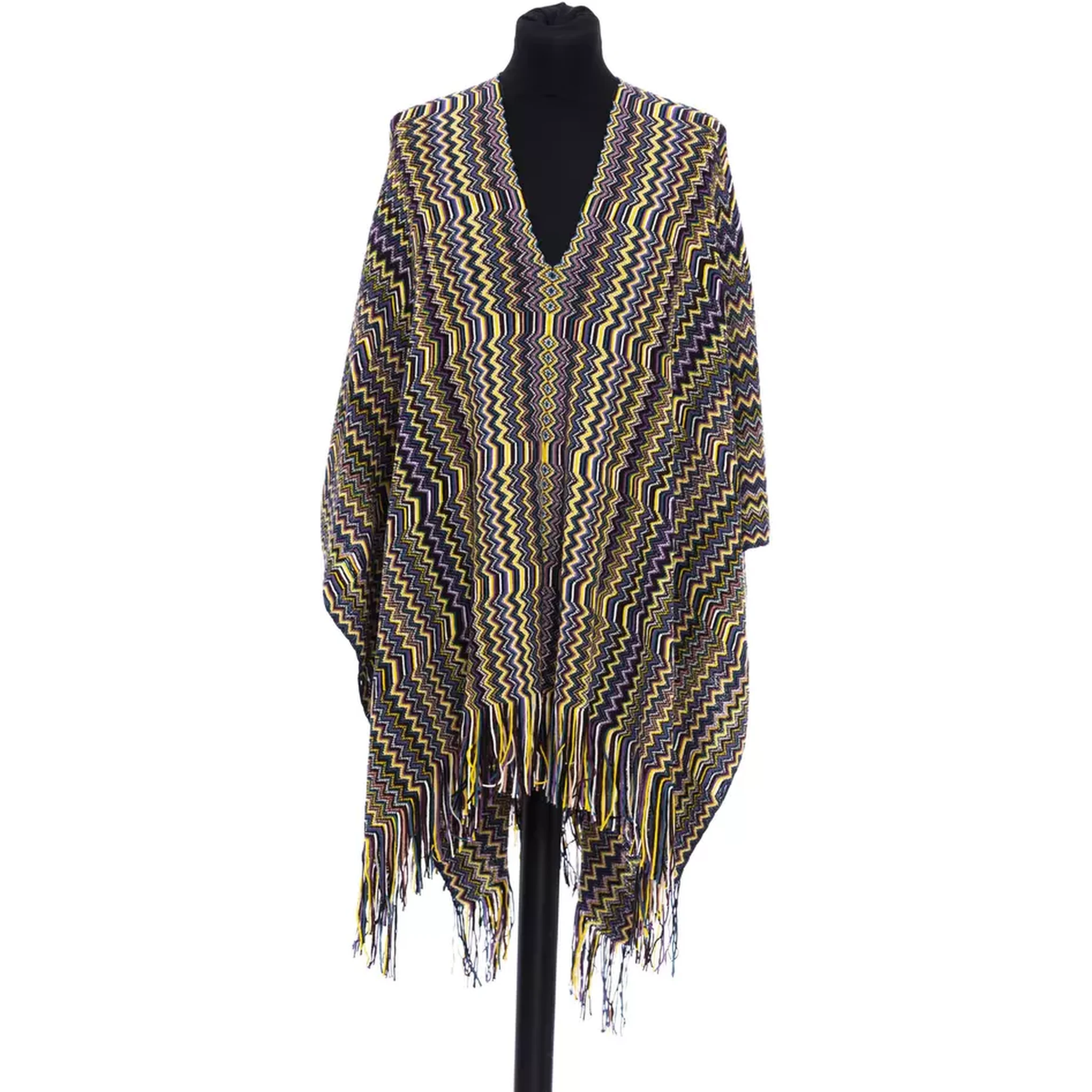 Multicolor Wool Poncho