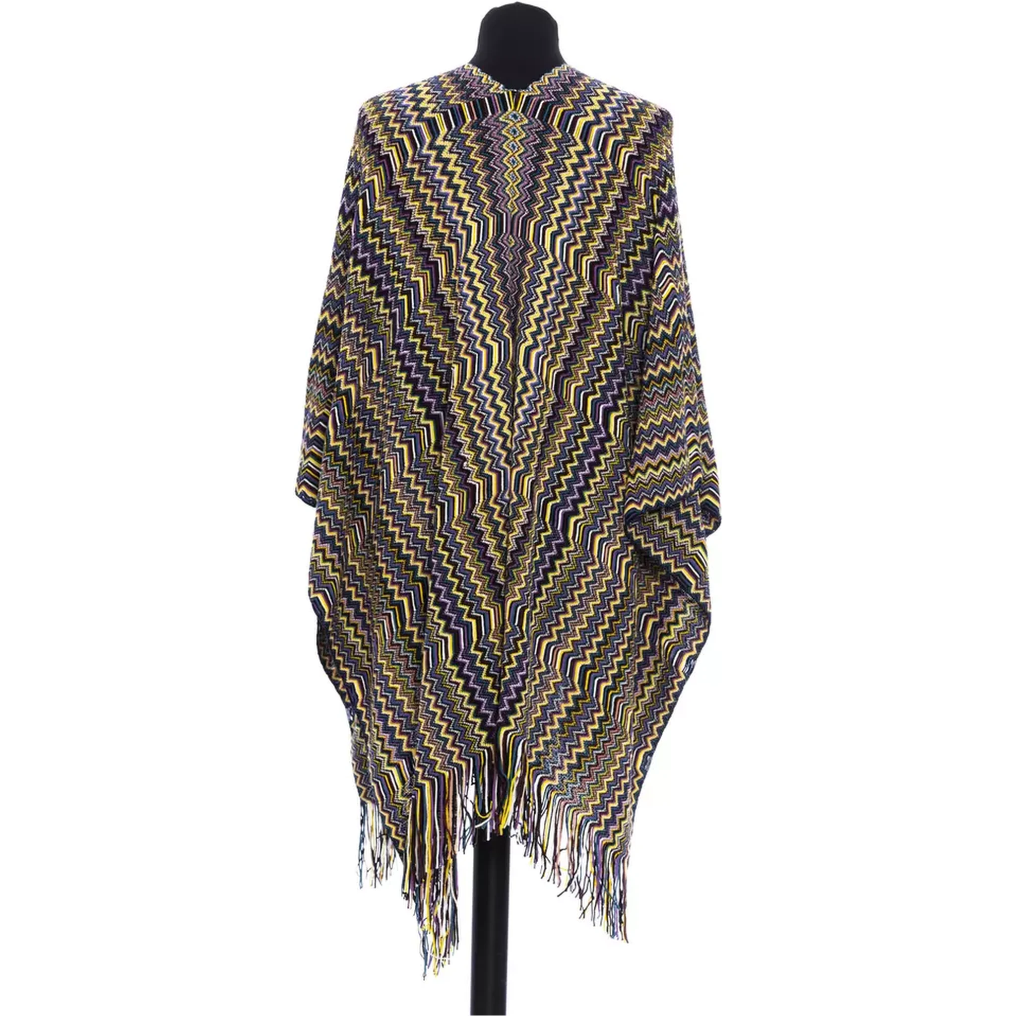 Multicolor Wool Poncho