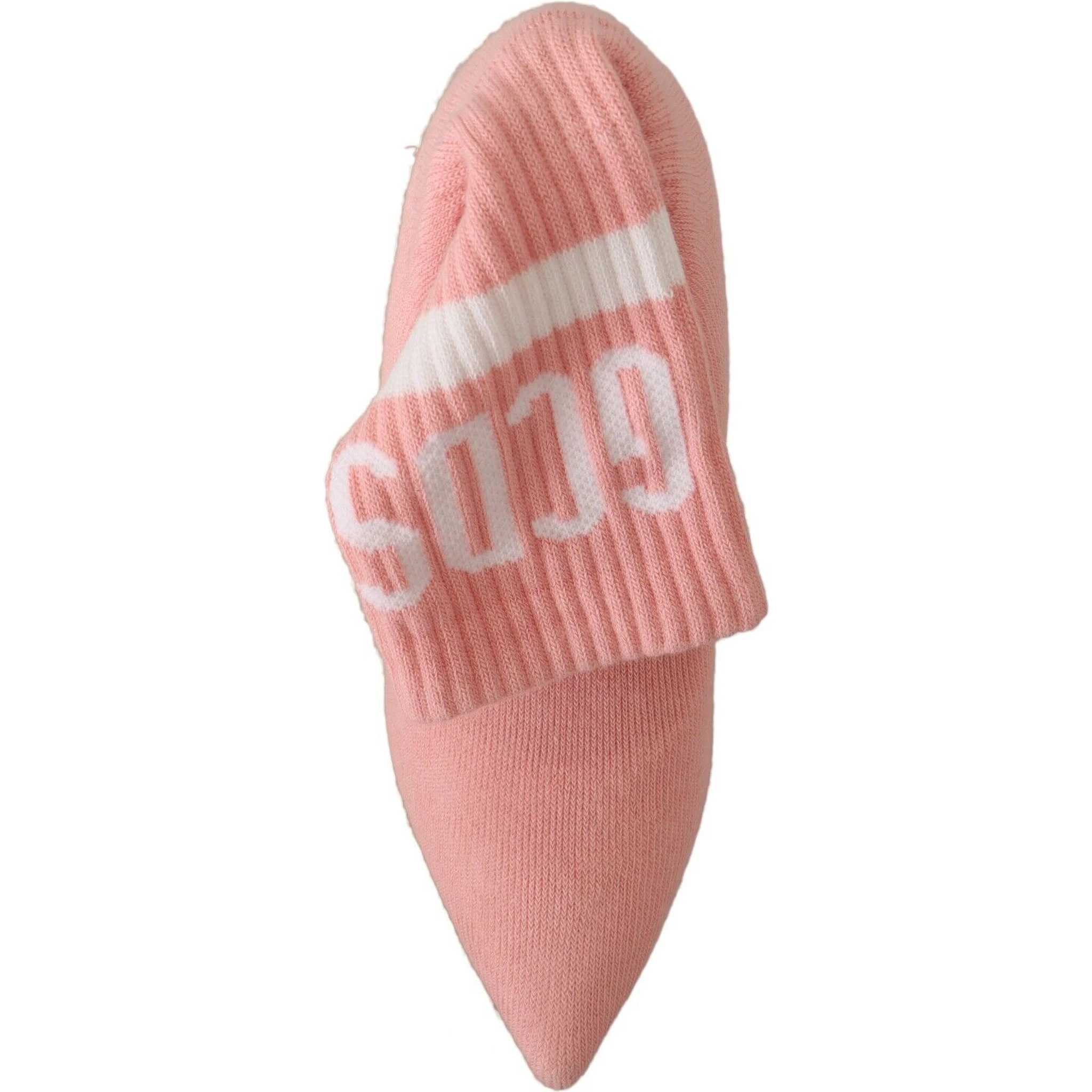 Pink Suede Logo Socks Block Heel Ankle Boots Shoes