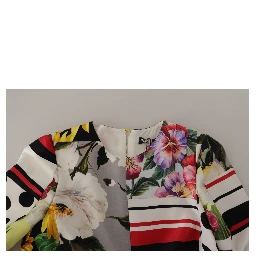Multicolor Charmeuse Floral Sheath Jaquard Pachwork Dress