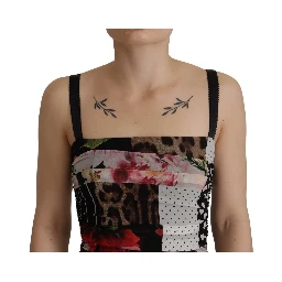 Multicolor Pachwork Midi Floral Silk Leopard Bodycon Dress