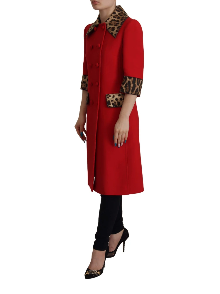 Red Leopard Wool Trenchcoat Jacket alternative